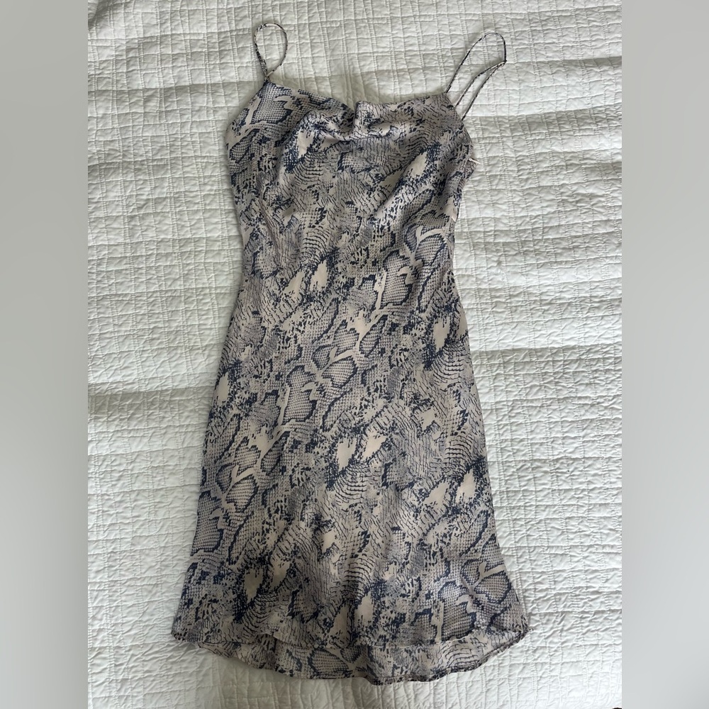 AE Studios Pink and Purple/Grey Snake Print Slip Dress Size Small